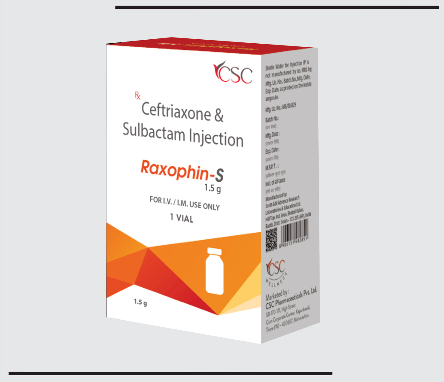 Raxophin-S (Vial )Ceftriaxone 1000mg + Salbactum 500mg by CSC