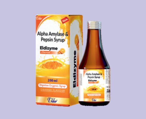 ELDIZYME SYP 200 ML (Diyastaz (1:1200) 33.33 mg (Aspergillus Oryzae'den elde edilen Fungal Diyastaz, 40 gr'dan az olmayan pişmiş nişastayı sindirir) Pepsin (1:3000) 5 mg (15 gr'dan az olmayan koagüle yumurta akını sindirir)) Elder üretimi