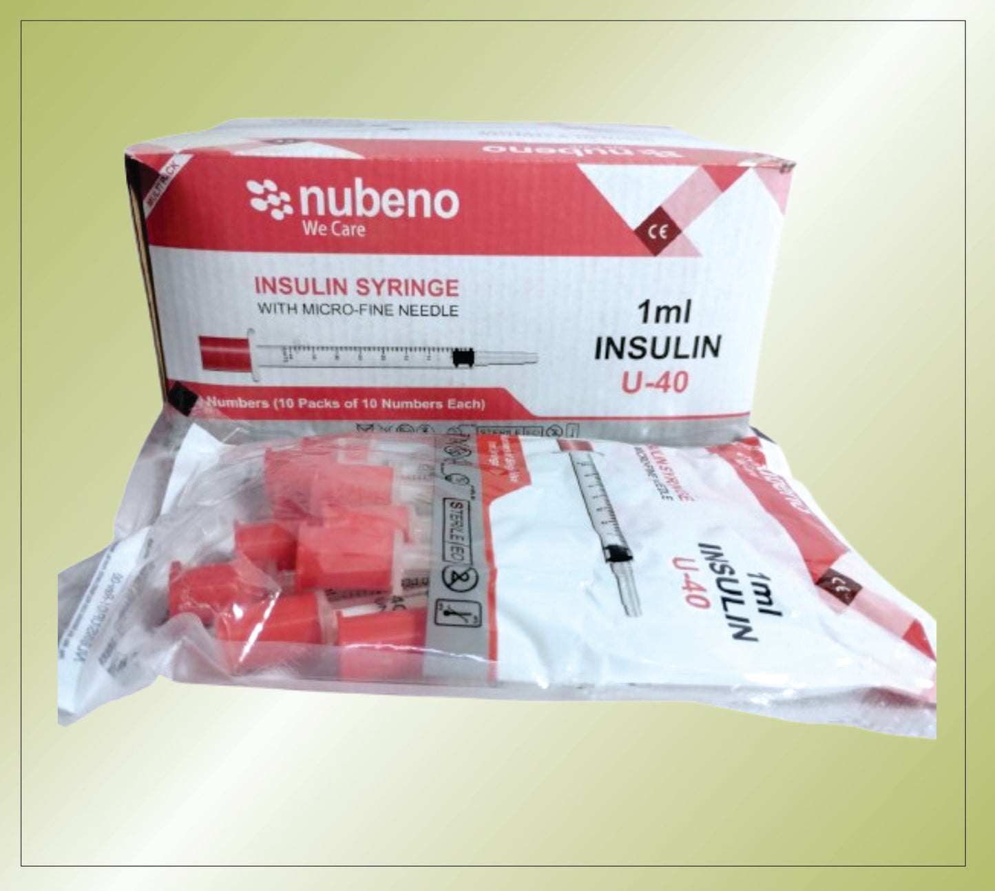 INSULIN SYRINGE 1 ML 40U ( RIBBON PACK) 31G by Nubeno