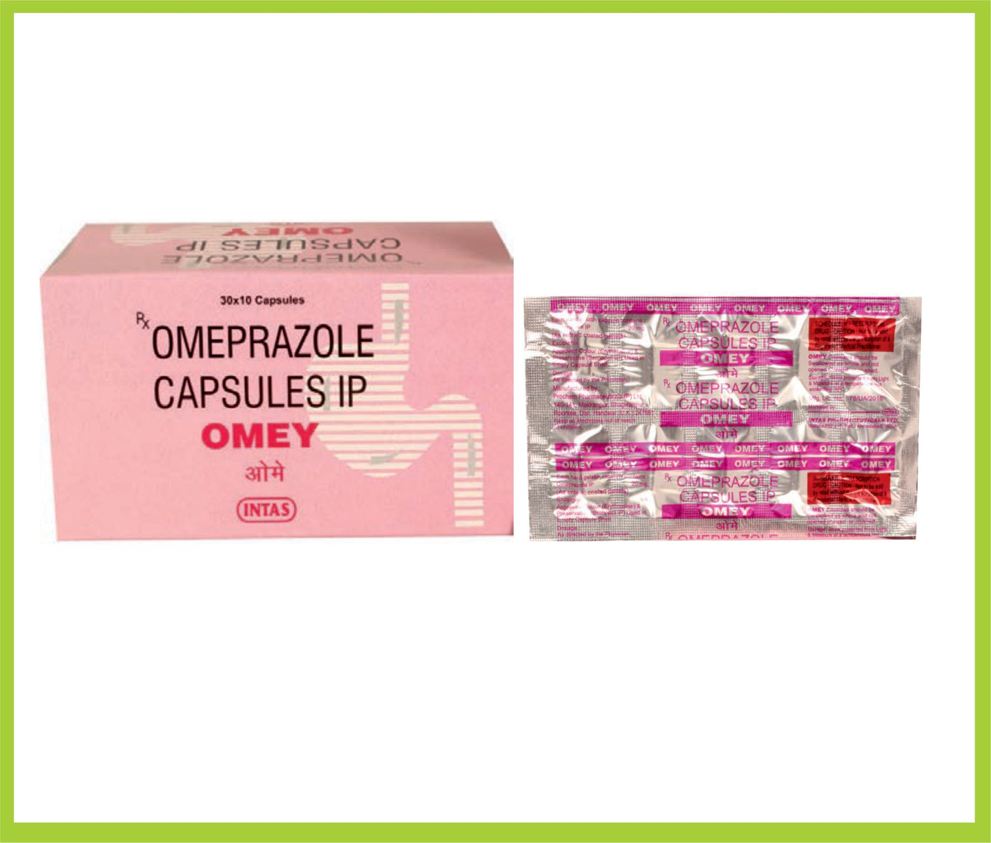 Intas tarafından üretilen OMEY 10 KAP (Omeprazol 20 mg)