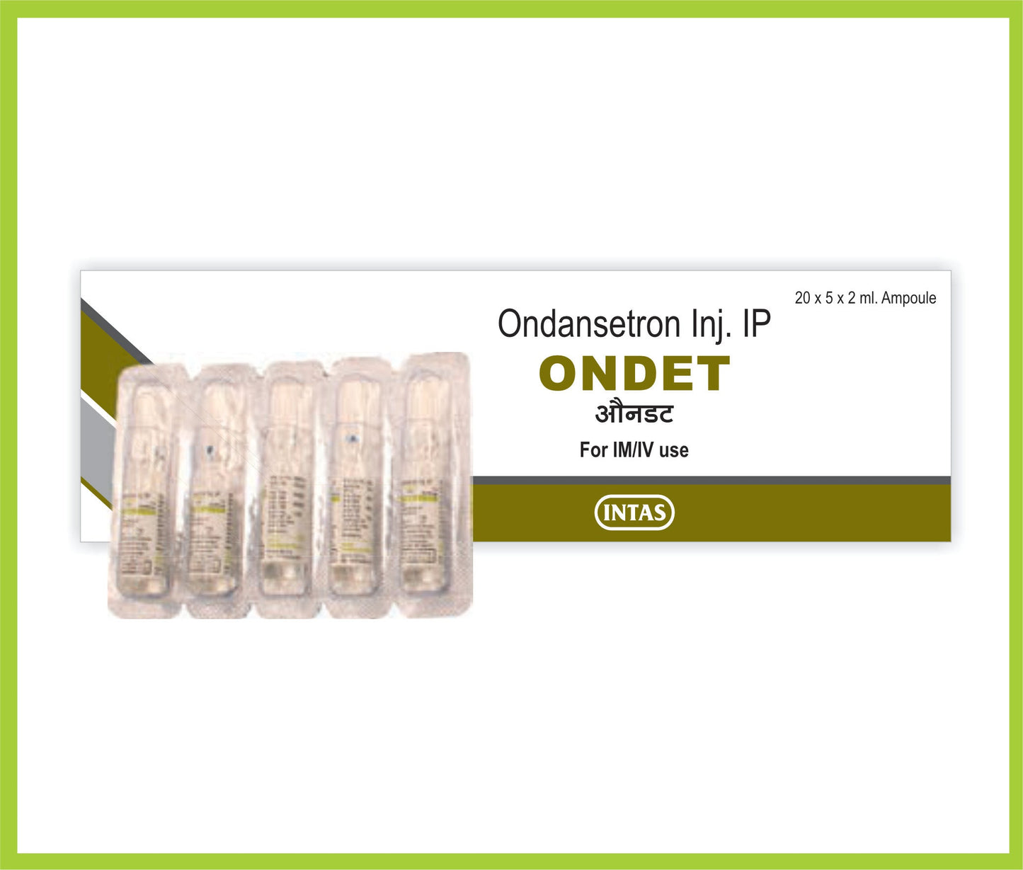 ONDET-2 حقن 2 مل (أوندانسيترون هيدروكلوريد 2 ملجم) من Intas