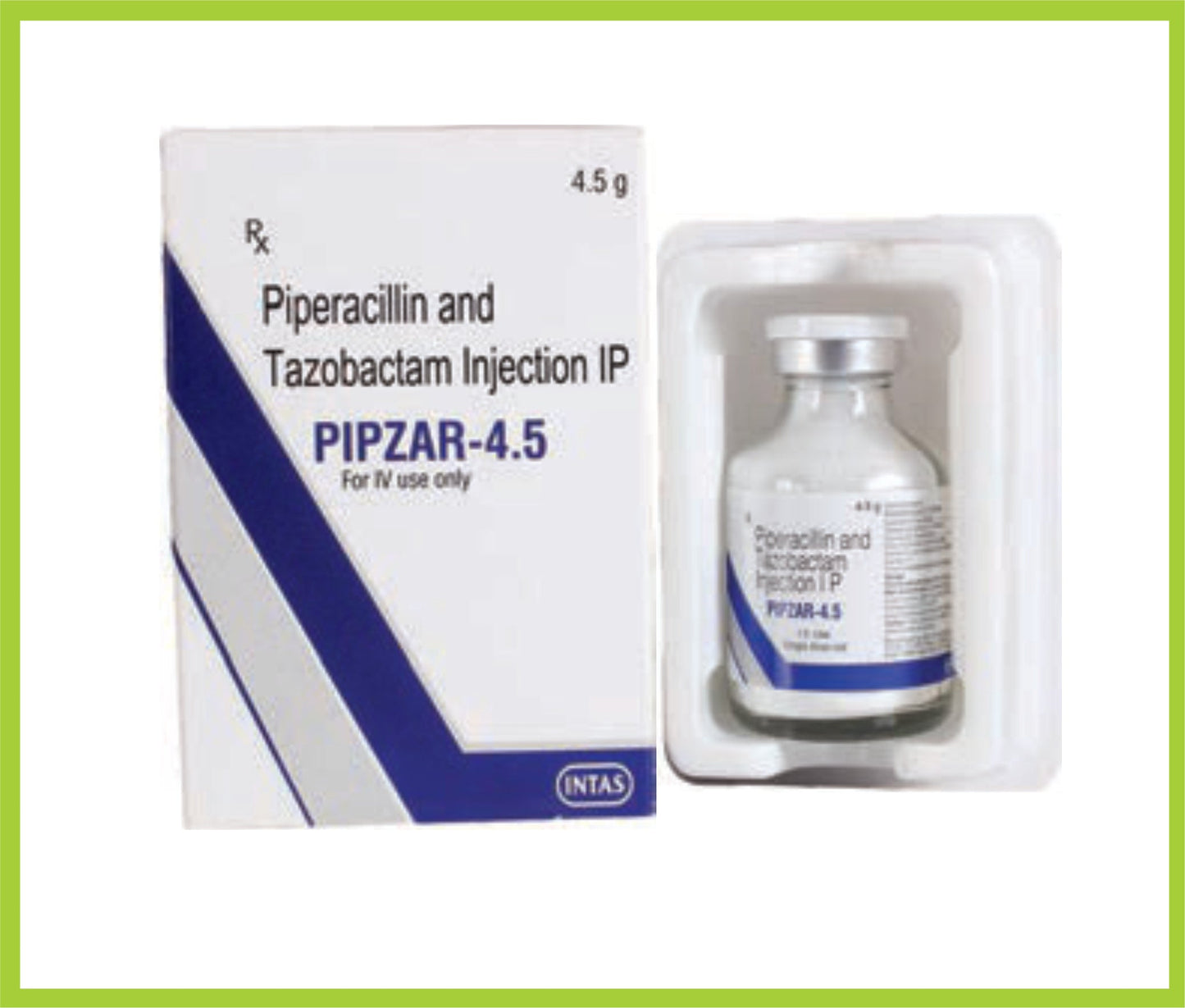 PIPZAR VIAL4.5 GM (بيبراسيللين 4 جم + تازوباكتام 0.5 جم) من Intas