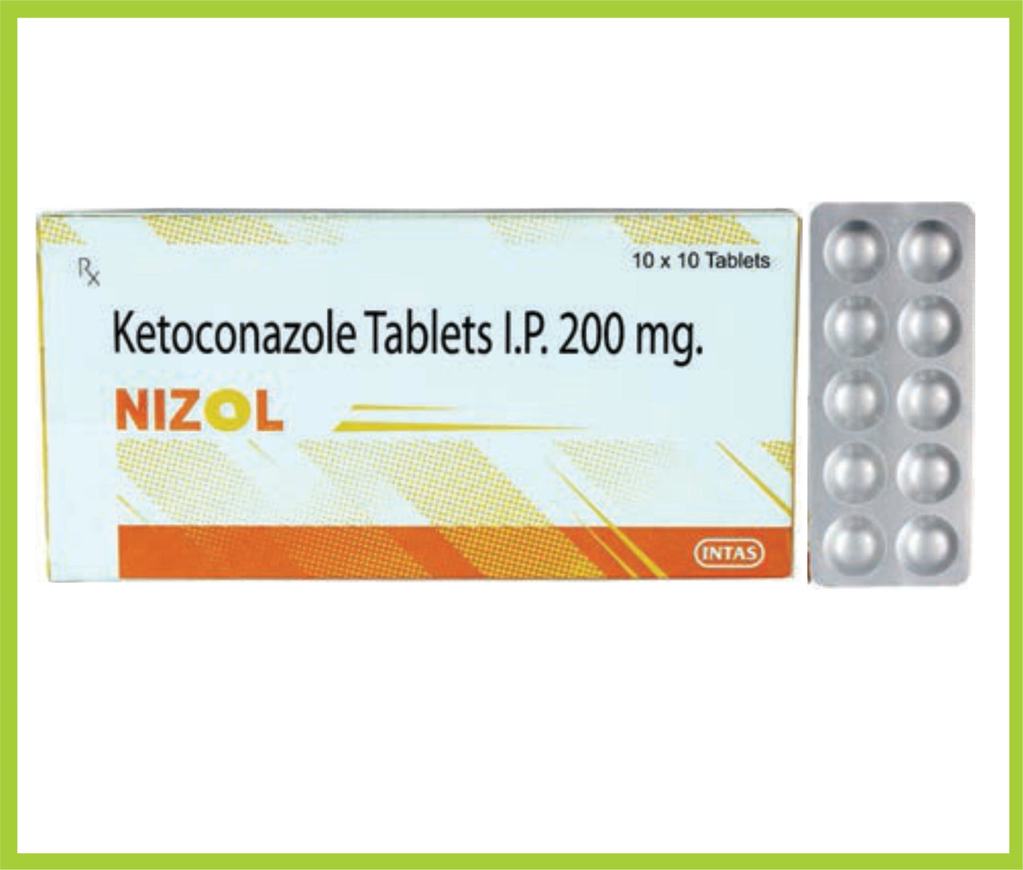 NIZOL 10 TAB (ALU-ALU) (Ketoconazole 200 mg) by Intas