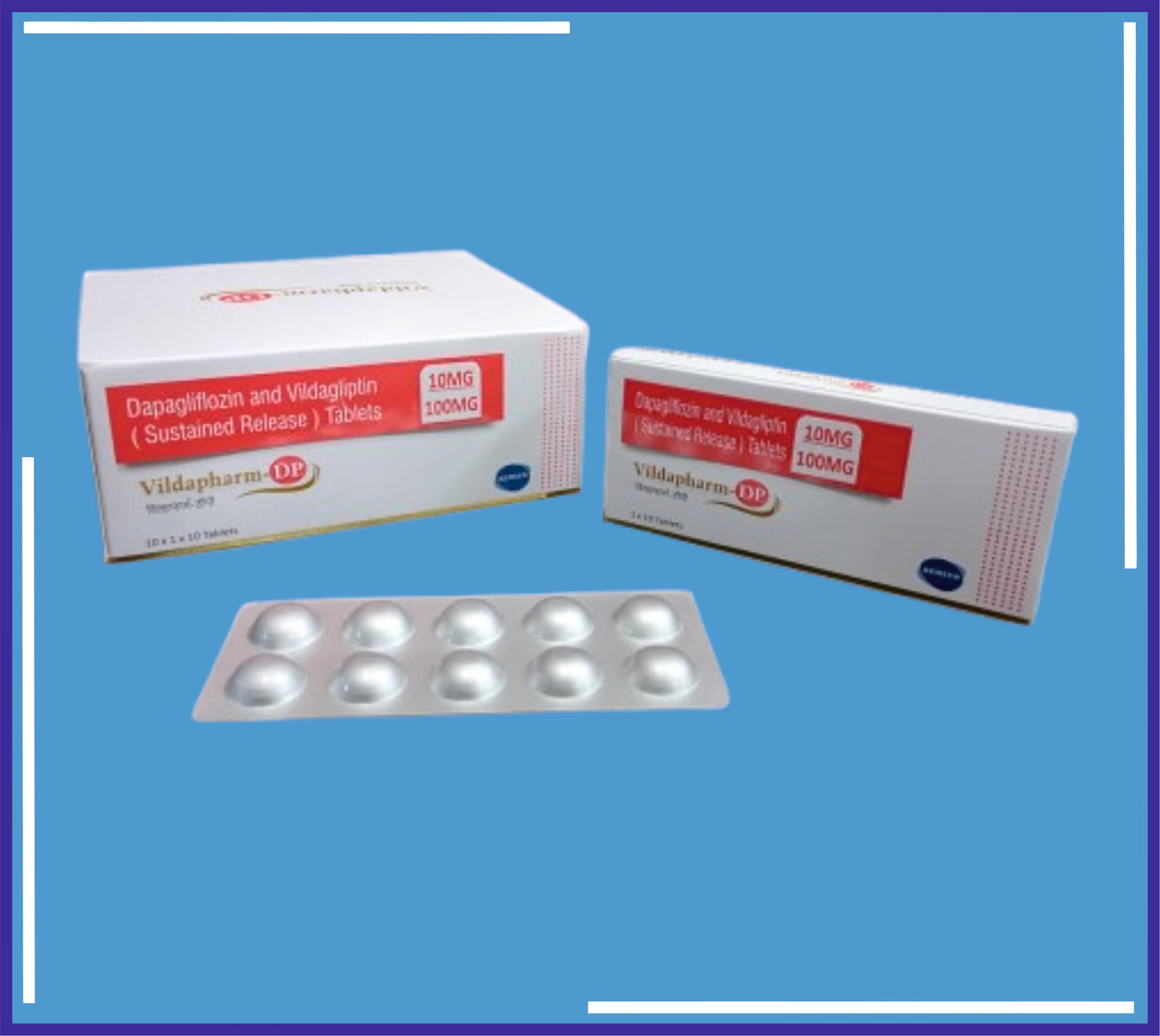 VILDAPHARM-DP TABLET 10X1X10 (داباجليفلوزين 10 ملغ، فيلداجليبتين 100 ملغ (مستدام التحرر)) من كيمسين