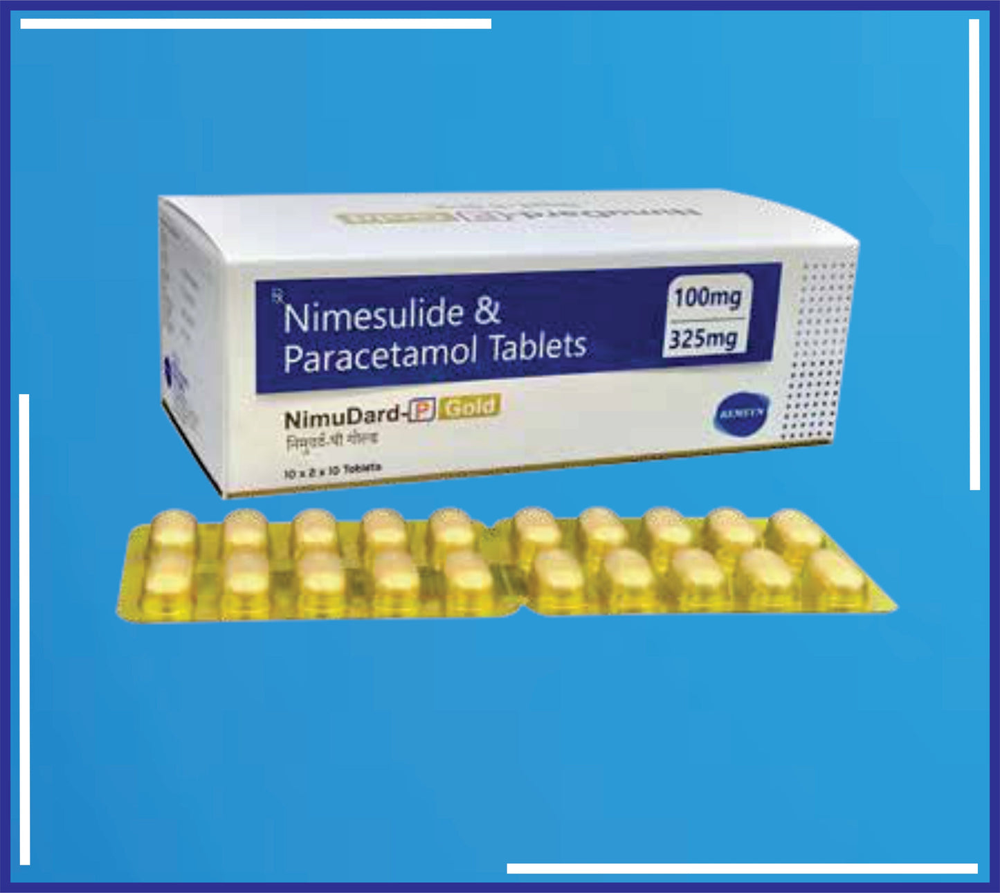 NIMUDARD-P GOLD TAB (GOLDEN BLISTER) 20X10 (Nimesulide Bp 100 Mg + Paracetamol 325 Mg)by Kemsyn