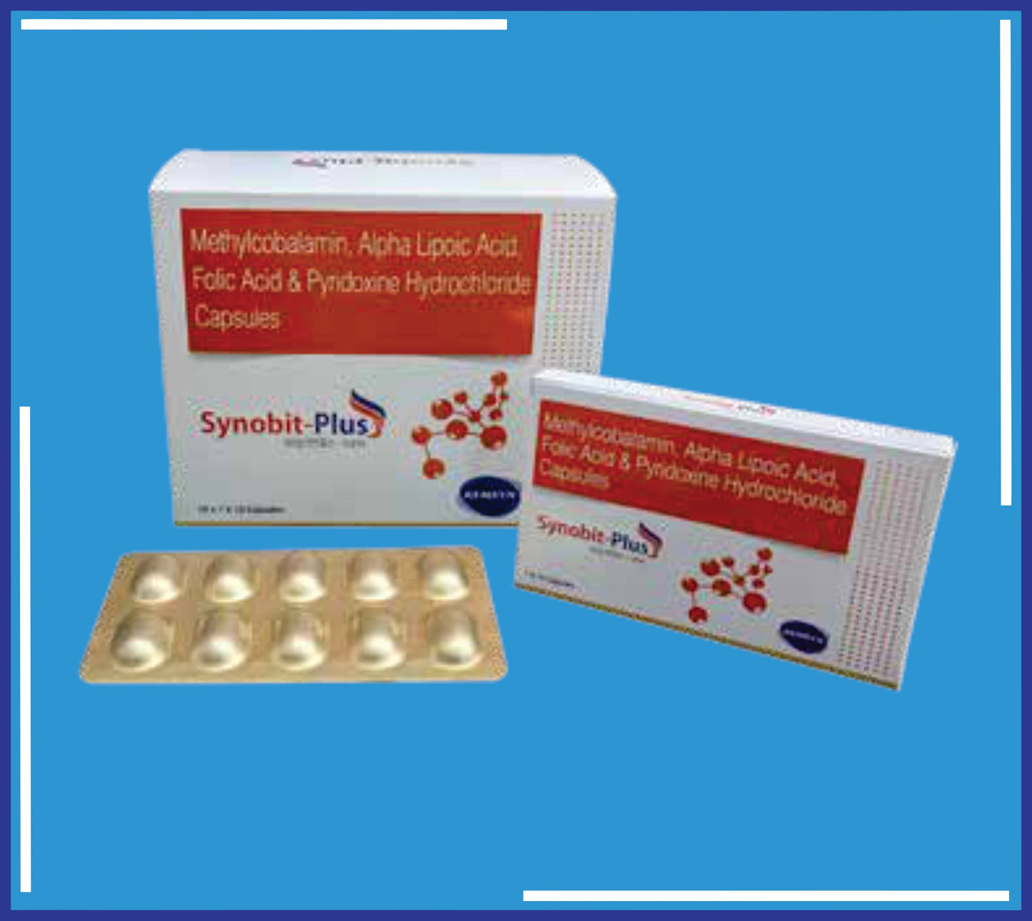SYNOBIT PLUS CAP (BLISTER) 10X1X10 (Mecobalamin 1500 Mcg + Alpha Lipoic Acid 100 Mg + Pyridoxine Hcl 3Mg + Folic Acid 1.5 Mg)by Kemsyn