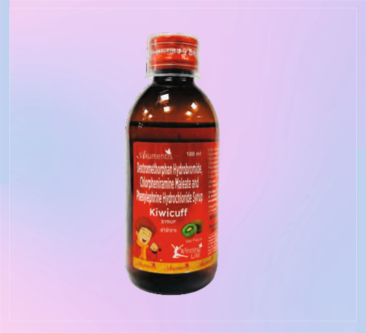 Kiwicuff Syrup 100Ml 1x100ML Dextromethorphan 10 Mg + Phenylephrine 5 Mg + Chlorpheniramine 2 Mg by Akumentis
