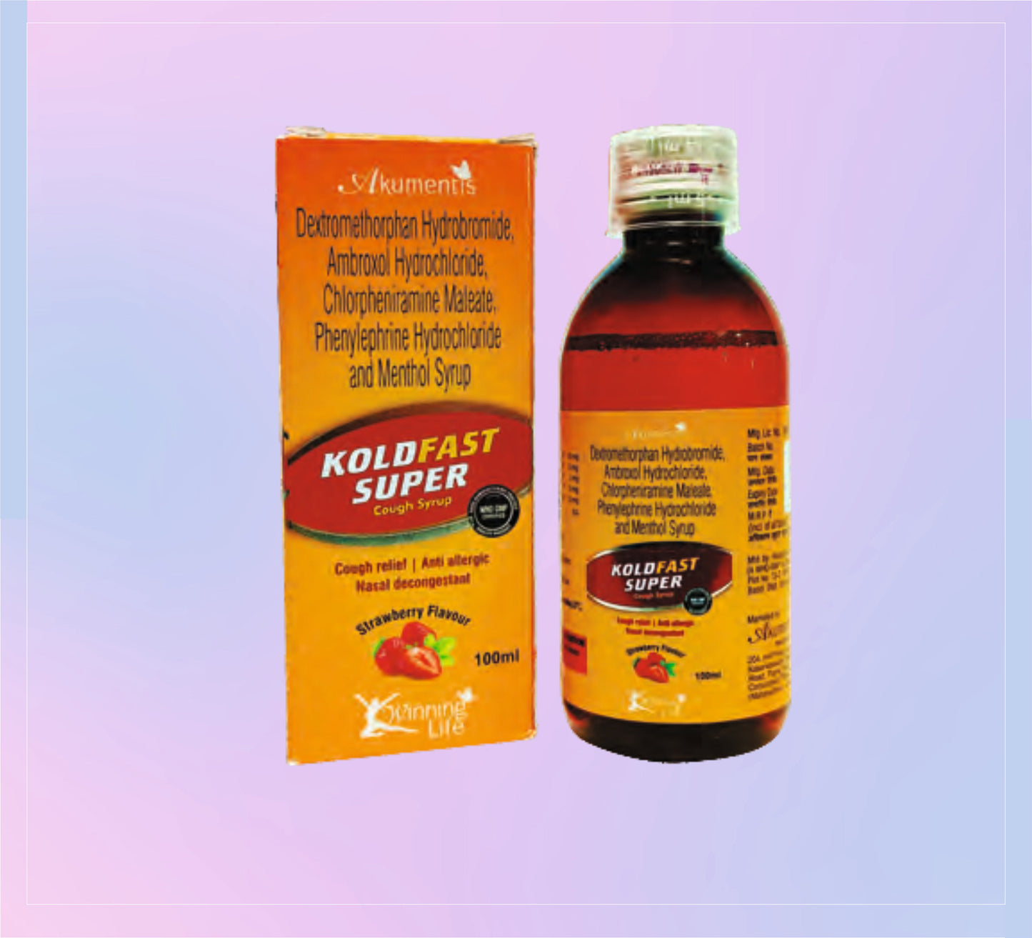 Koldfast Super Syrup 100Ml 1x100ML Dextromethorphan 10 Mg + Ambroxol 15 Mg + Chlorpheniramine 2 Mg + Phenylephrine 5 Mg + Menthol 1.5 Mg by Akumentis