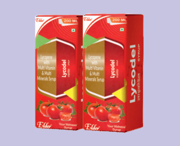 LYCODEL SYP 200ML ( Lycopene 6% 2000mcg+ Vitamin A 2500 IU, Vitamin E Acetate 10 IU, Vitamin C 50 mg, Zinc Sulphate Monohydrate 27.45 mg, Selenium Dioxide 70 ) by Elder