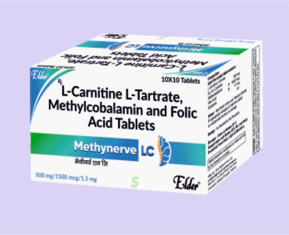 METHYNERVE LC CAPS 10'S (إل-كارنيتين إل-طرطرات 500 ملجم، ميثيكوبالامين 1500 ميكروجرام، حمض الفوليك 1.5 ملجم) من إلدير