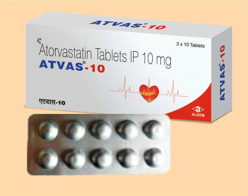ATVAS 10 (3X10'S) Atorvastatin 10 mg by Alkem1