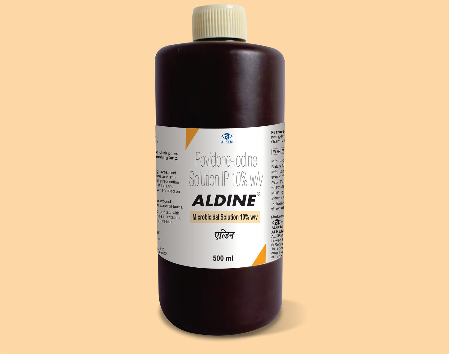 ALDINE MICROBICIDAL SOLUTION 10%
(500ML) Povidone Iodine 10% w/v by Alkem1