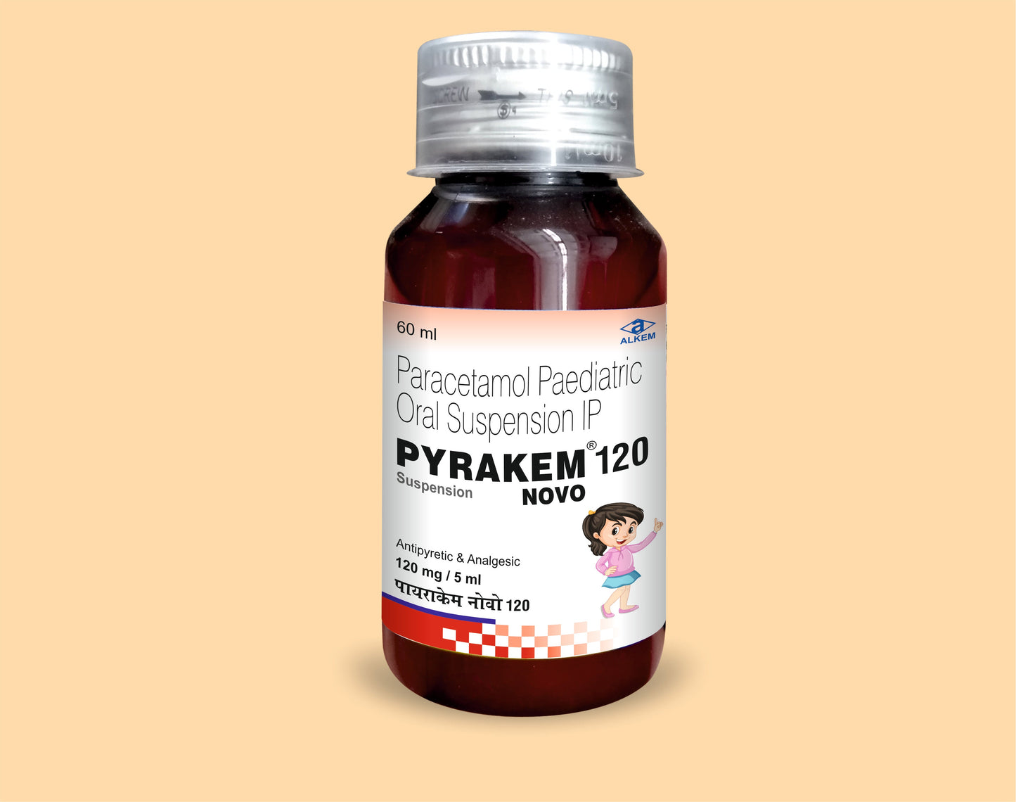 PYRAKEM NOVO 120 SUSPENSION 60ML Paracetamol 120 mg by Alkem1