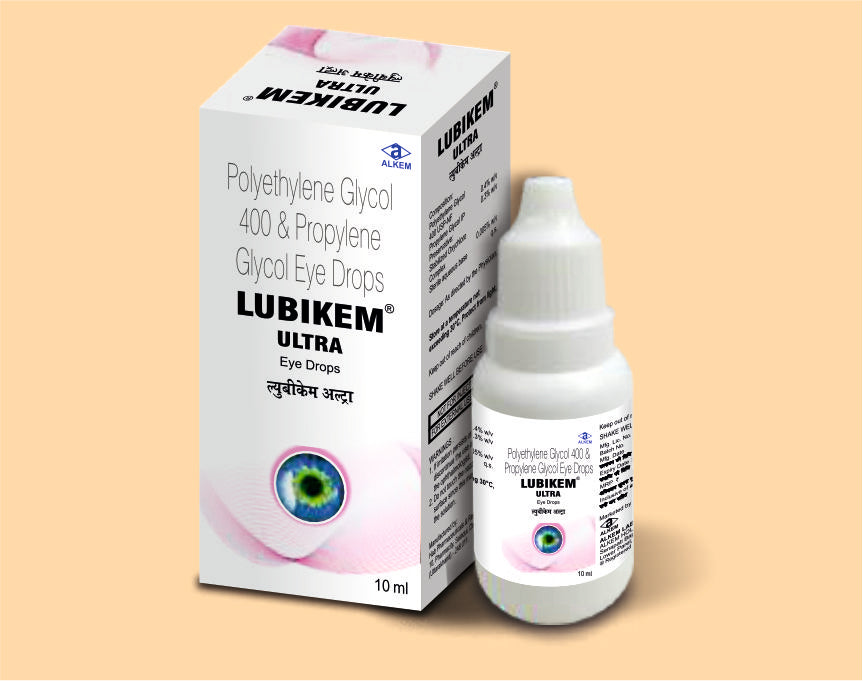 LUBIKEM ULTRA EYE DROPS (10ML) Polyethylene Glycol 400 0.4% w/v + Propylene Glycol 0.3% w/v by Alkem1
