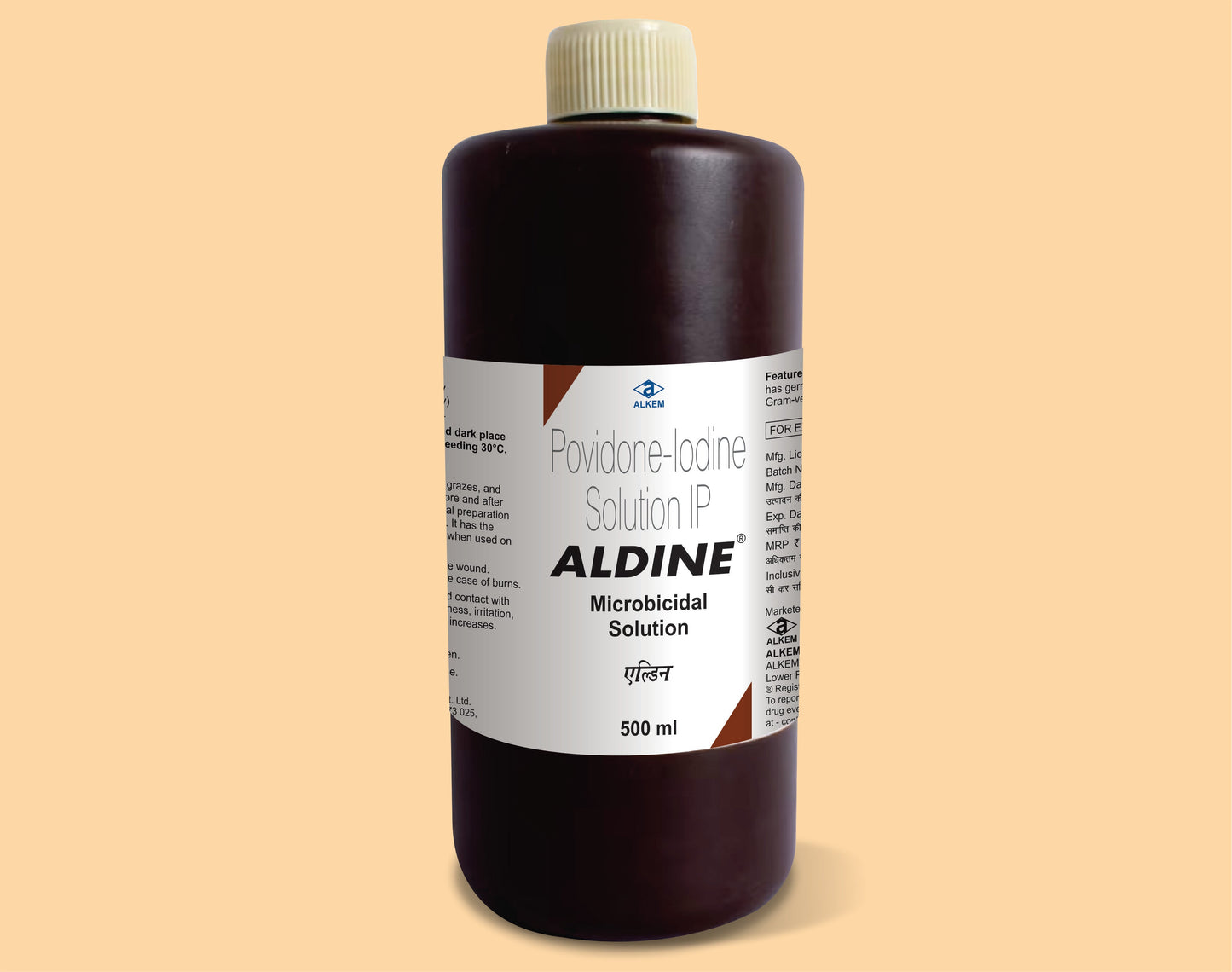 ALDINE MICROBICIDAL SOLUTION 500 ML Povidone Iodine 5% w/v by Alkem1