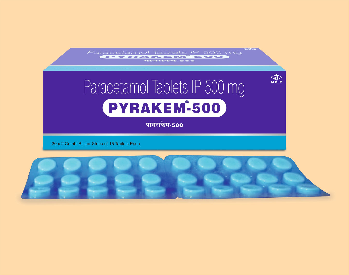 PYRAKEM-500MG TABLET (15'LİK) Parasetamol 500 mg - Alkem