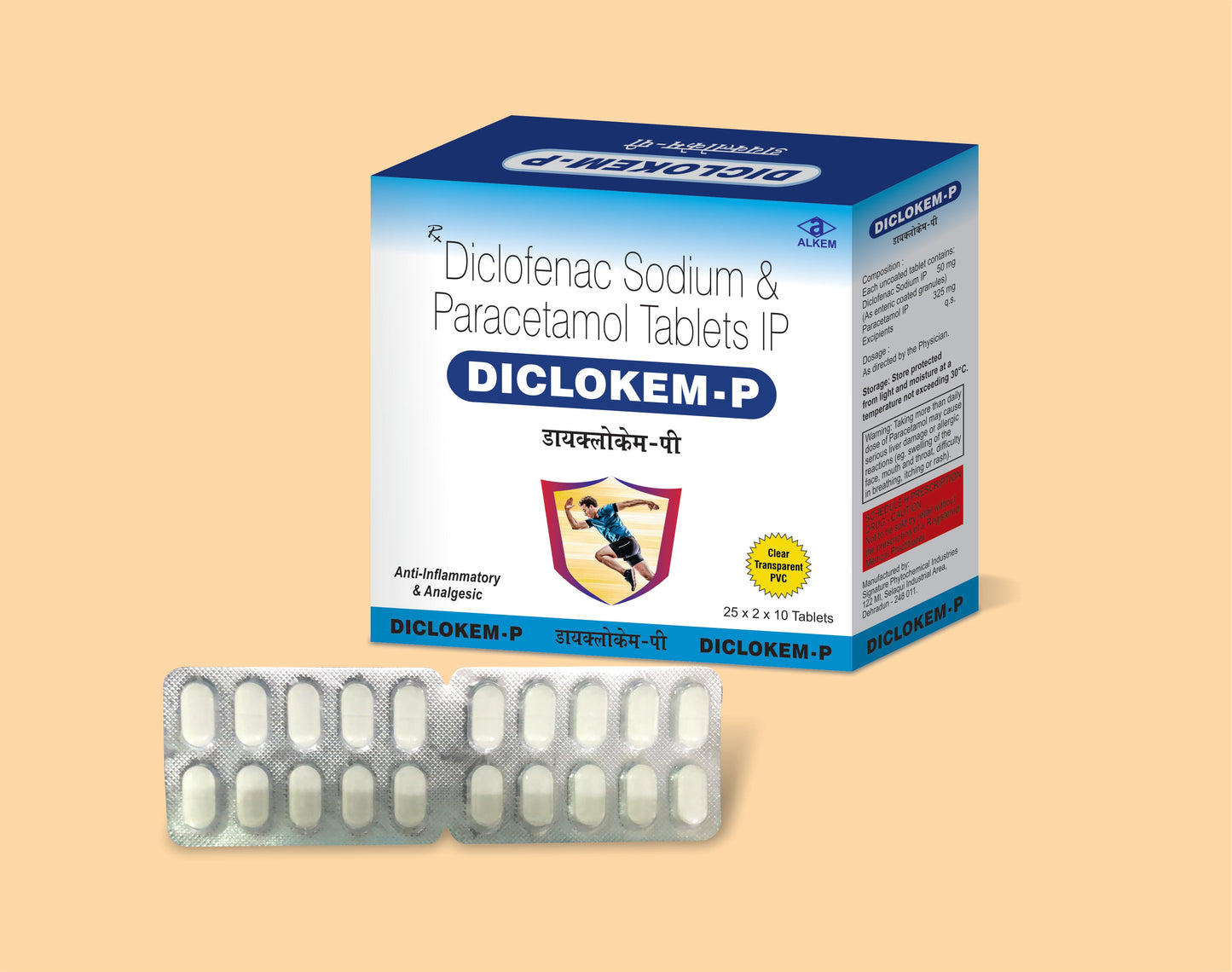 DICLOKEM P TABLET (CLEAR 10'S) Diclofenac Sodium 50 mg + Paracetamol 325 mg by Alkem1