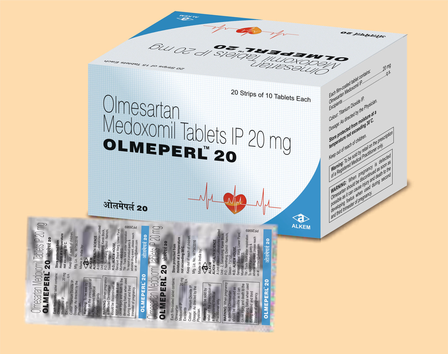 OLMEPERL - 20 TABLETS (15'S) Olmesartan Medoxomil 20 mg by Alkem1