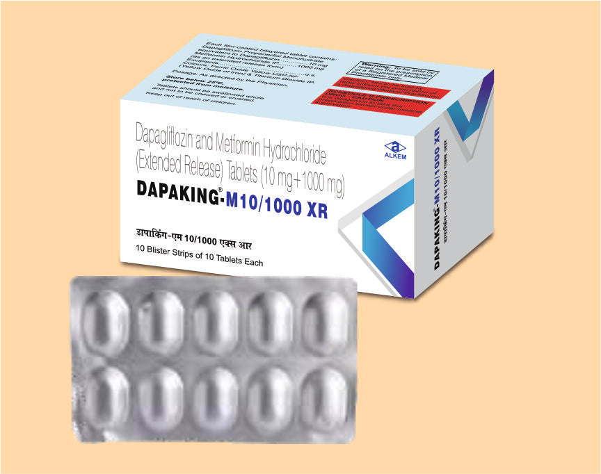 DAPAKING-M 10/1000 XR TABLETS (10'S) Dapagliflozin 10 mg + Metformin HCl 1000 mg by Alkem1