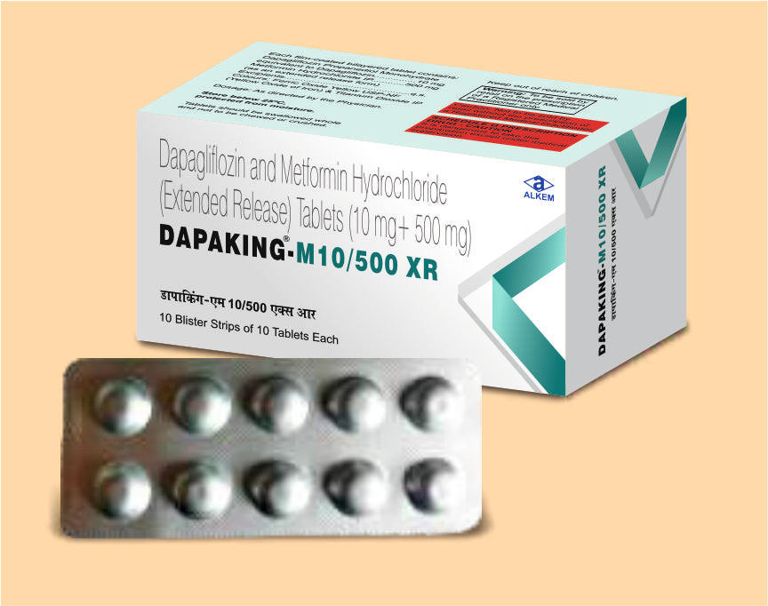 DAPAKING-M 10/500 XR TABLETS (10'S) Dapagliflozin 10 mg + Metformin HCl 500 mg by Alkem1