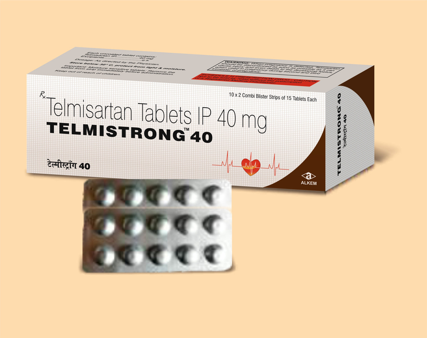 TELMISTRONG 40 TABLETS (15'S) Telmisartan 40 mg by Alkem1