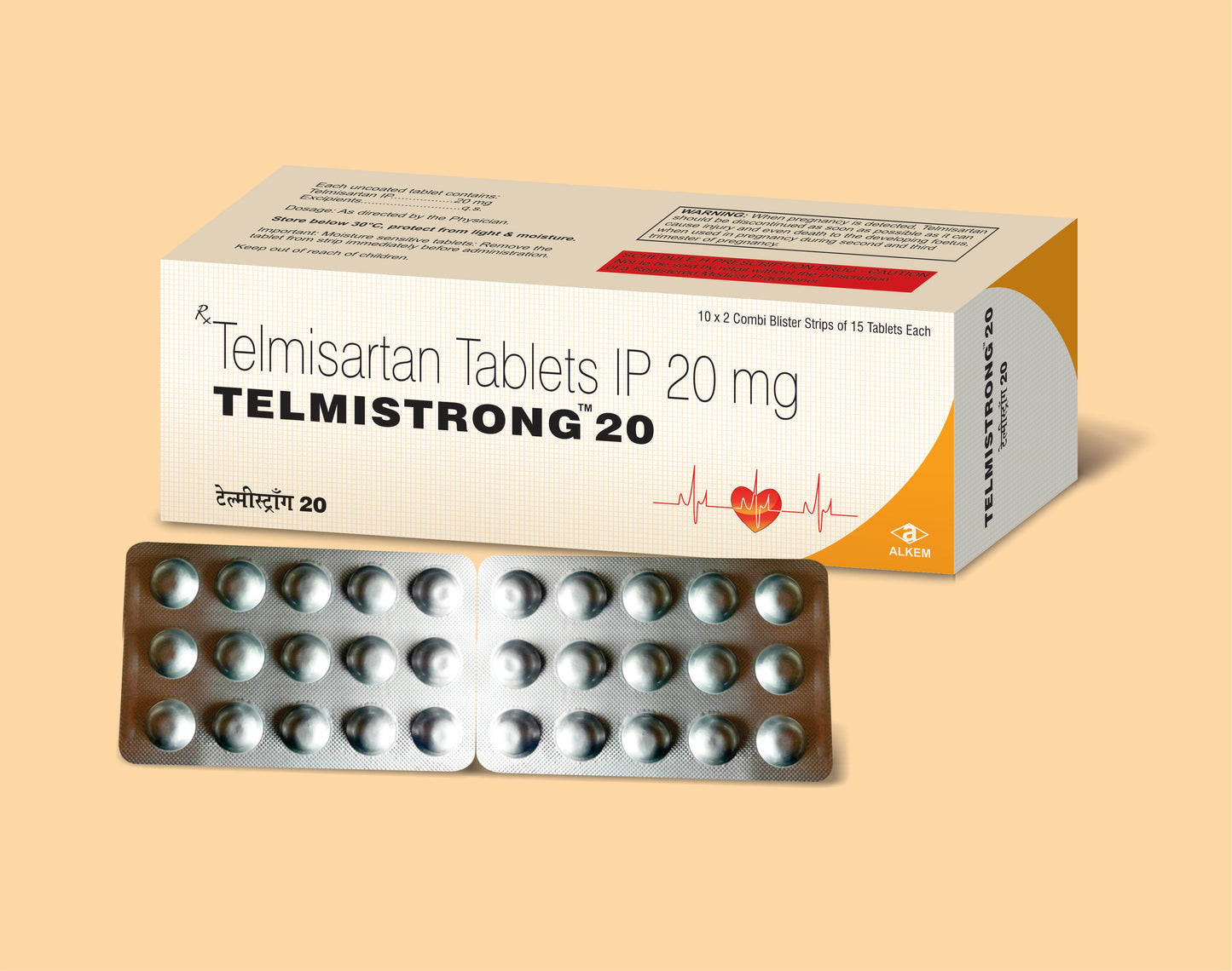 TELMISTRONG 20 TABLETS (15'S) Telmisartan 20 mg by Alkem1
