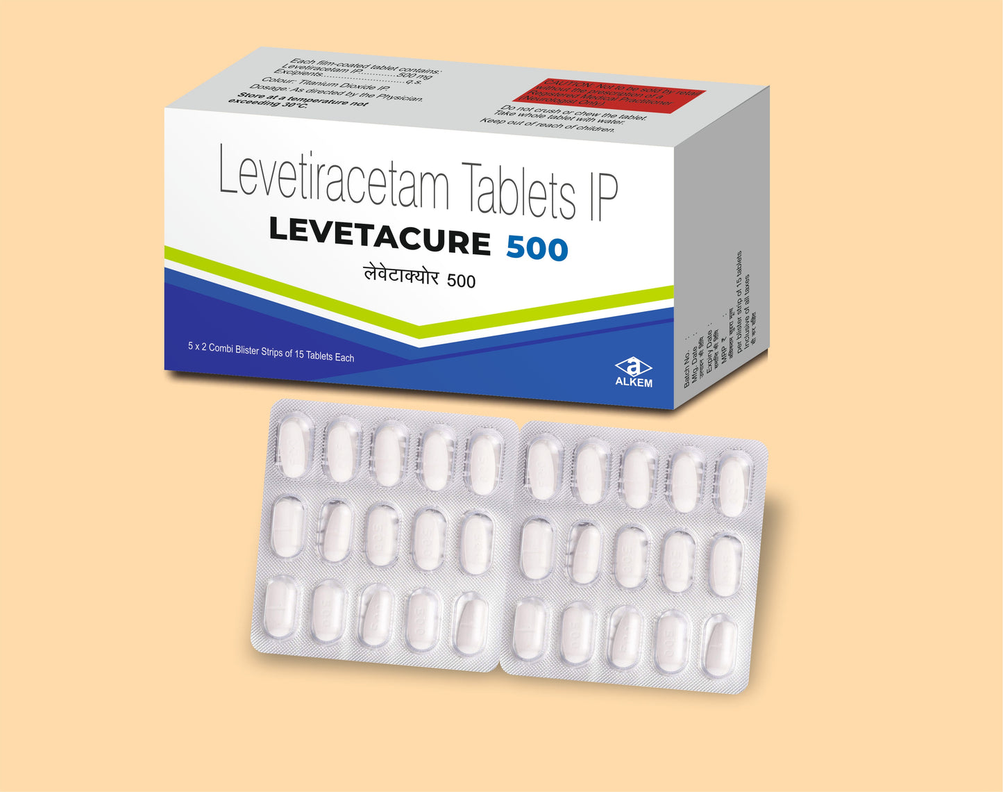 LEVETACURE-500 TABLETS (15'S) Levetiracetam 500 mg by Alkem1