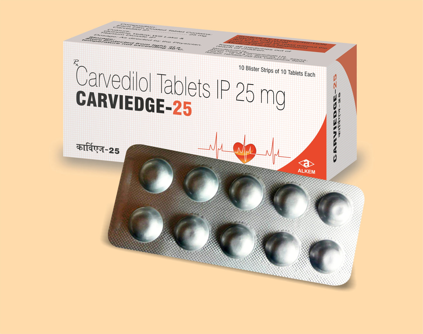 CARVIEDGE- 25 TABLETS (10'S) Carvedilol 25 mg by Alkem1