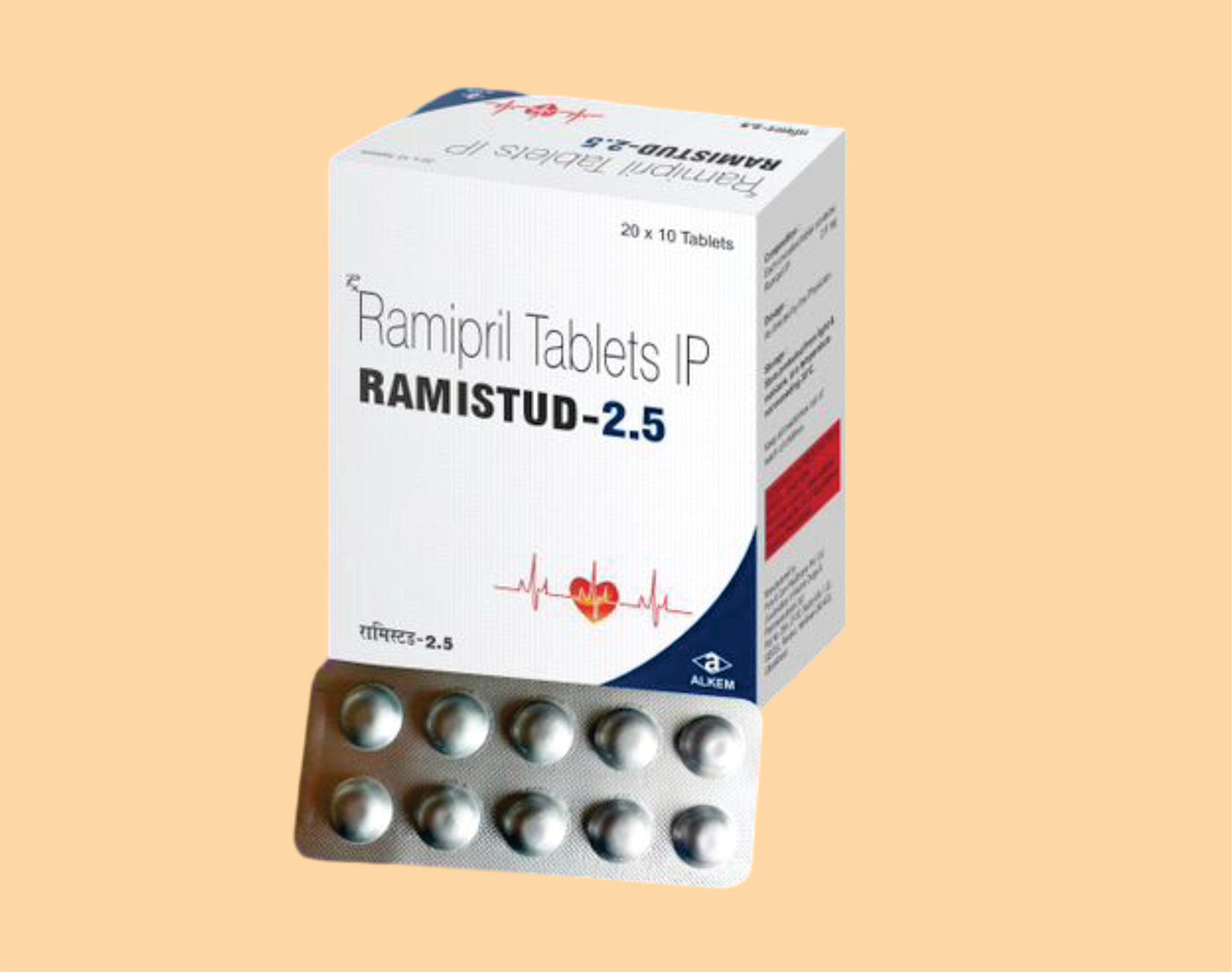 RAMISTUD 2.5 Tablets (10's) Ramipril 2.5 mg by Alkem1