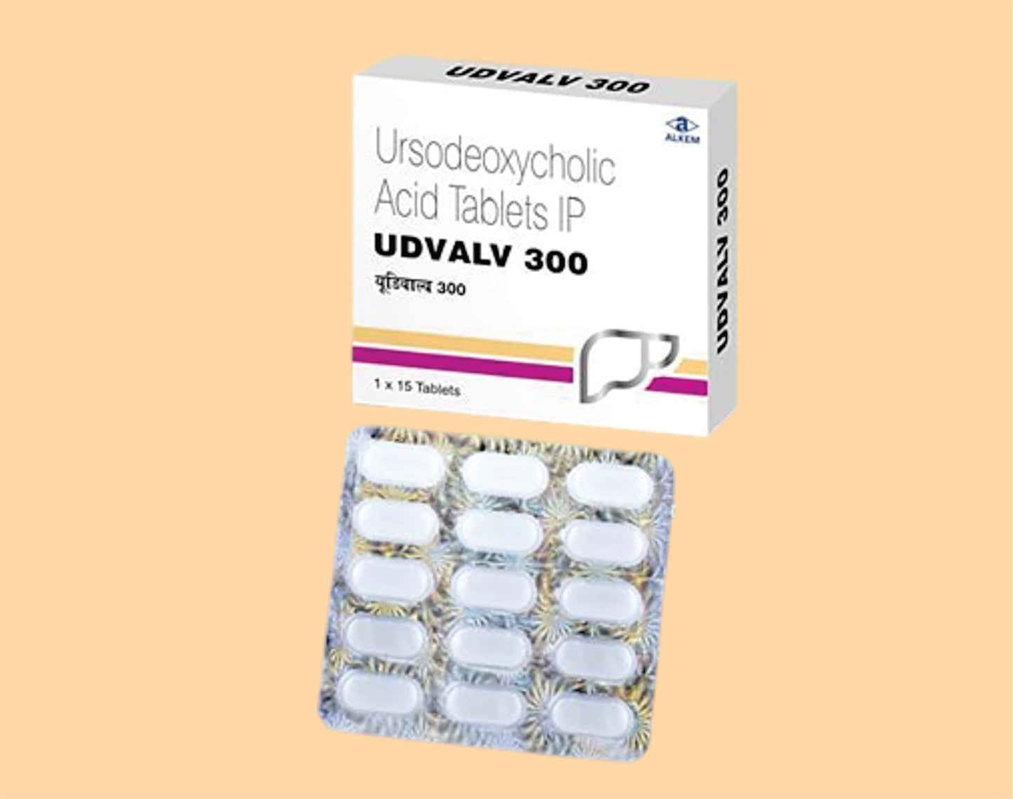 UDVALV - 300 Tablets (15's) Ursodeoxycholic Acid 300 mg by Alkem1