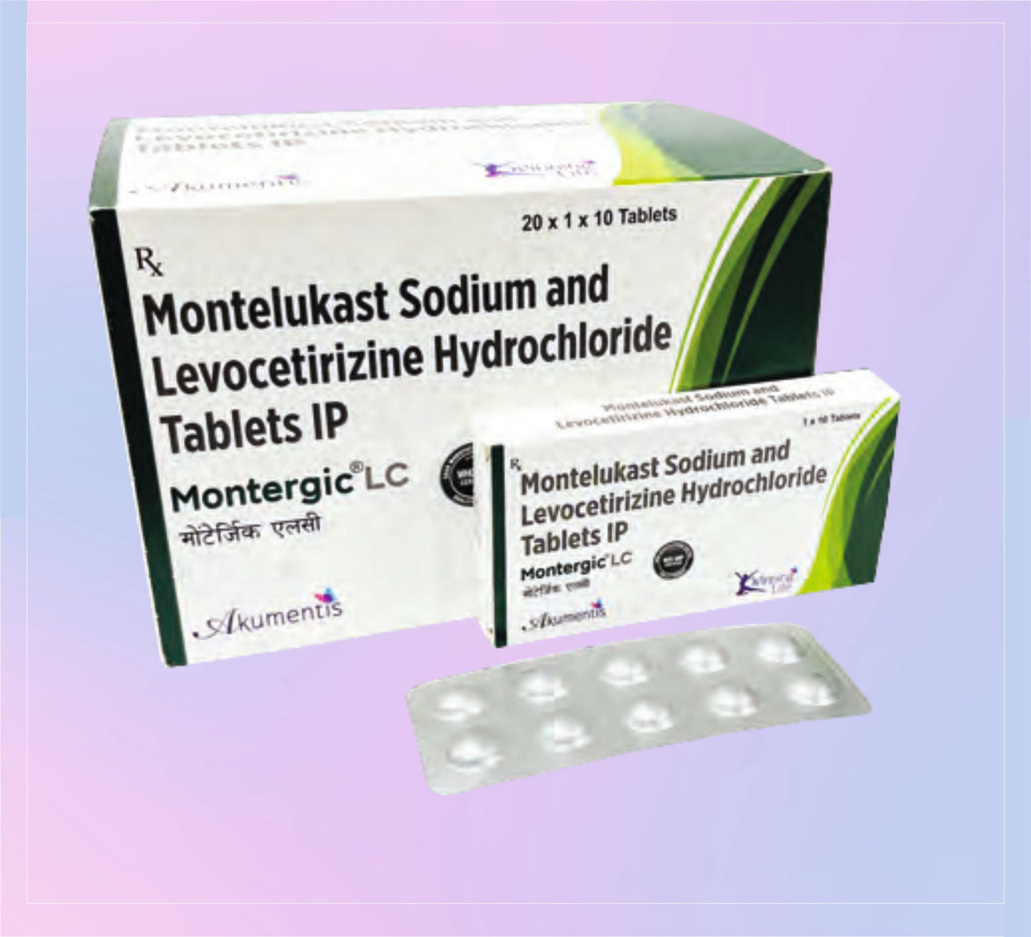 Montergic Lc Tab (Al) 20X1X10 Levocetirizine 5 Mg + Montelukast 10 Mg by Akumentis
