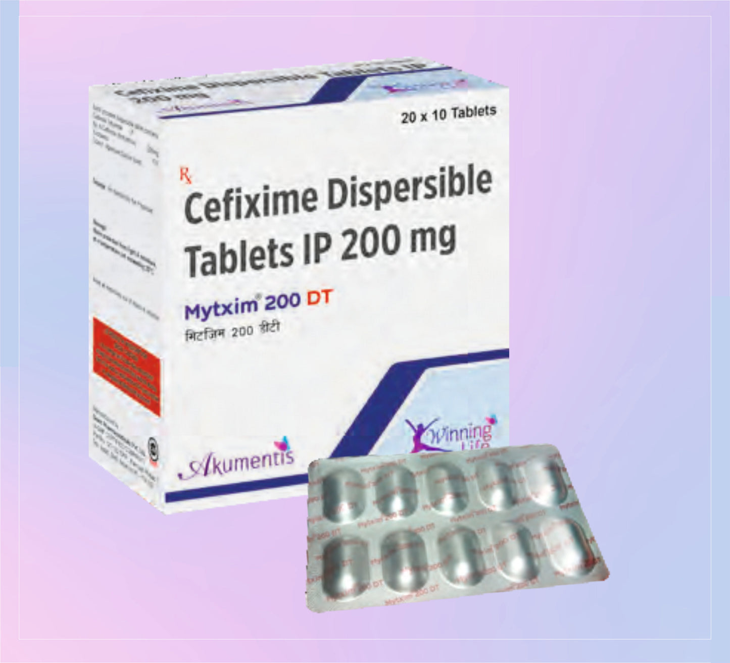 Mytxim 200Mg Dt Tab (Al-Al)20X10 20x10 Cefixime 200 Mg by Akumentis