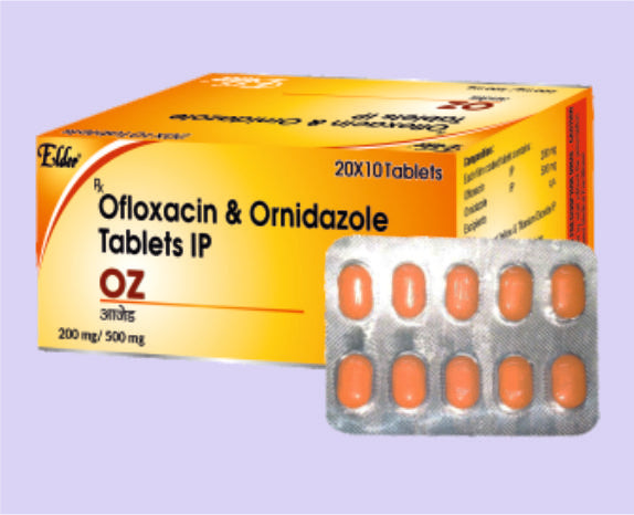 OZ TABS (200/500MG) 10 أقراص (أوفلوكساسين 200 ملجم وأورنيدازول 500 ملجم) من Elder