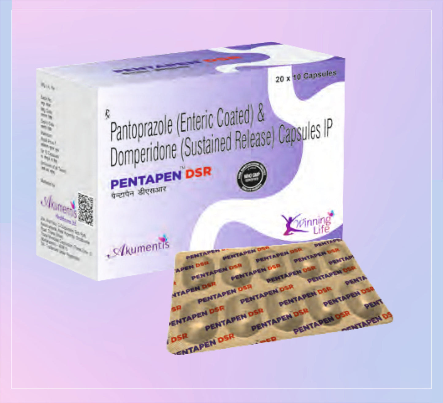 Pentapen Dsr Cap (Al) 20 x10 Pantoprazole 40 Mg + Domperidone 30 Mg by Akumentis