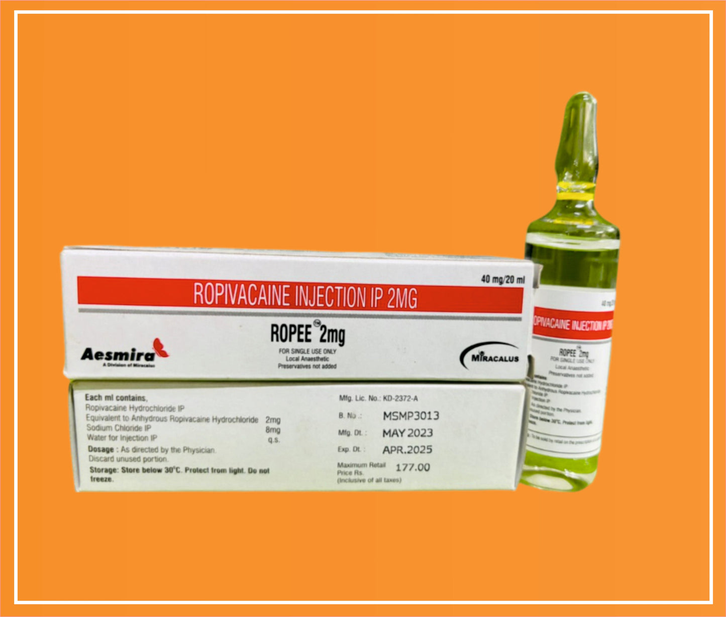 Ropee 2Mg ( Ropivacaine (2Mg/Ml) ) by Naprod