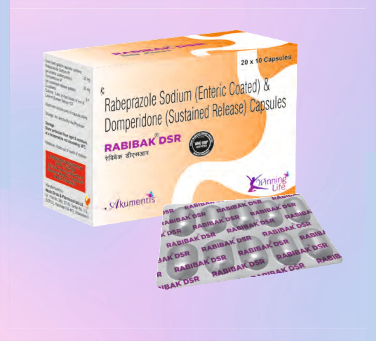 Rabibak Dsr Caps (Al) 20x10 Rabeprazole 20 Mg + Domperidone 30 Mg by Akumentis