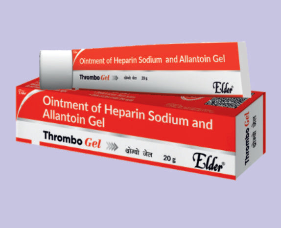 THROMBO GEL 20GM ( Heparin Sodium 50iu, Benzyl Nicotinate 2%,Sorbic Acid 1.97 Gel ) by Elder