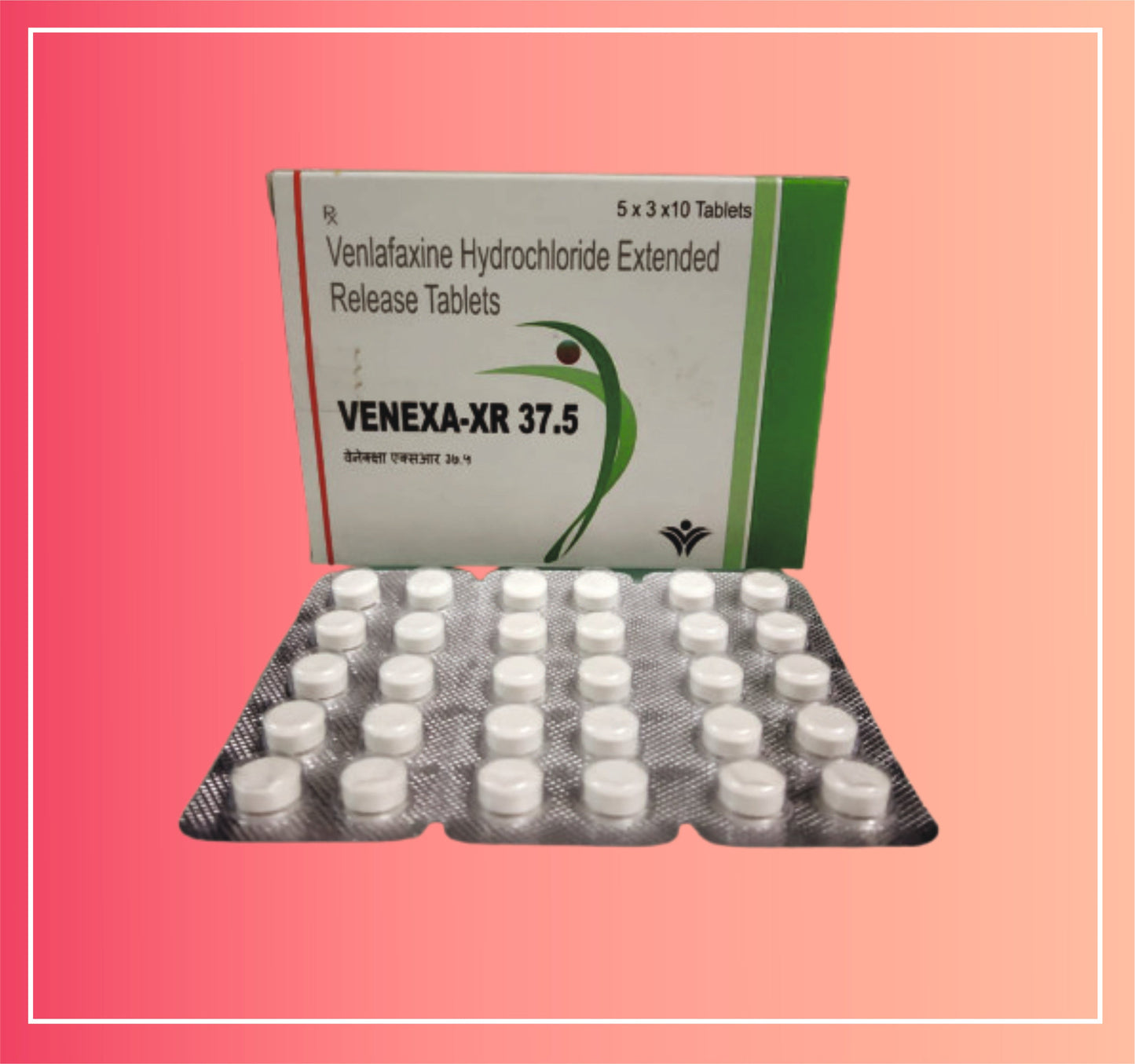 Venlafaxine Hcl 37.5 (Er) {Rate of 10 Tab} by Dellwich