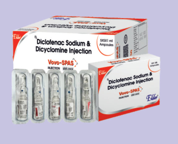 VOVO-SPAS INJ (50/20MG) 1ML ( Diclofenac Sodium 50mg, Dicylcomine 20mg ) by Elder