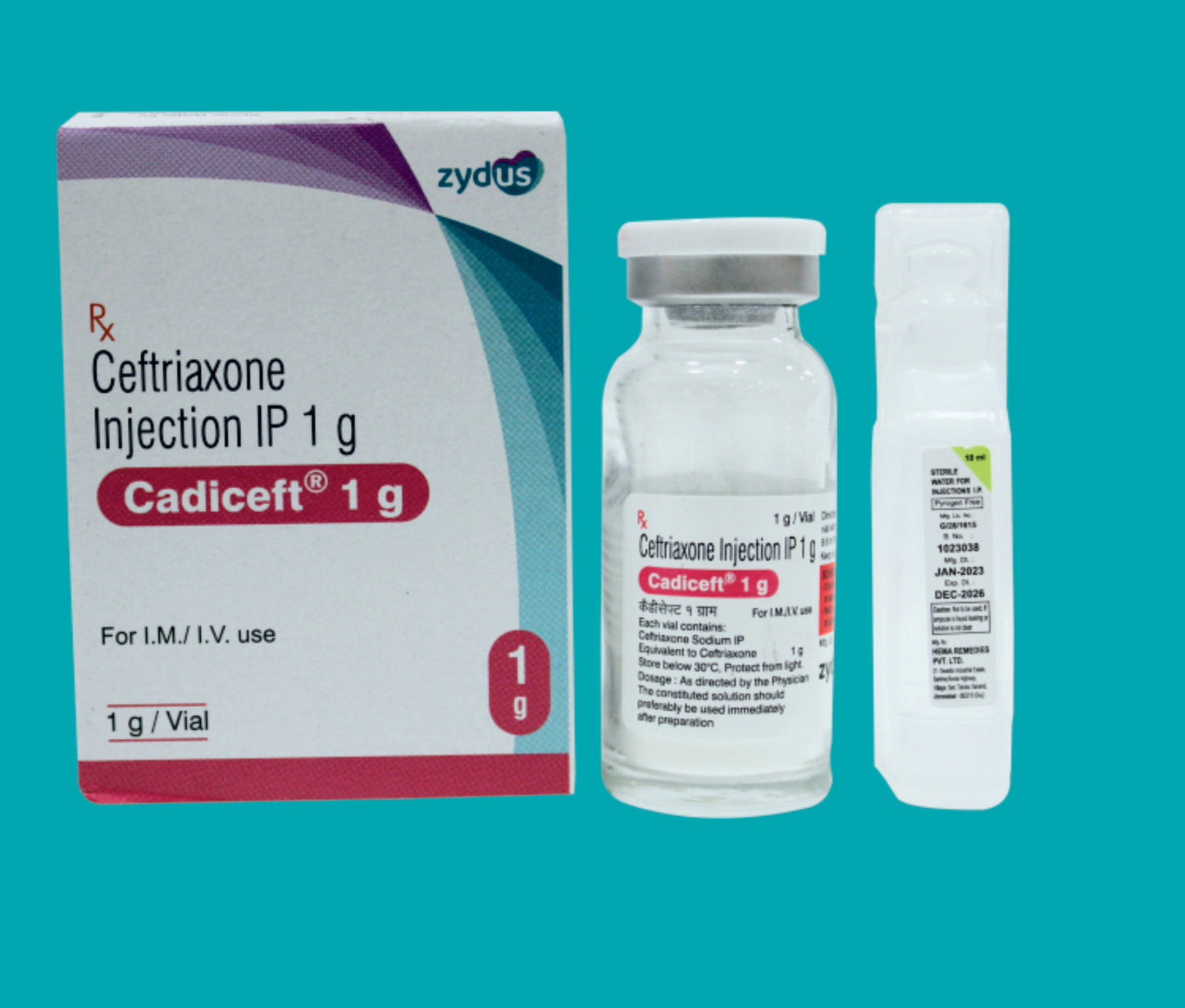 CADICEFT 1GM INJECTION (1X1 VIAL) Ceftriaxone 1000 mg by Zydus