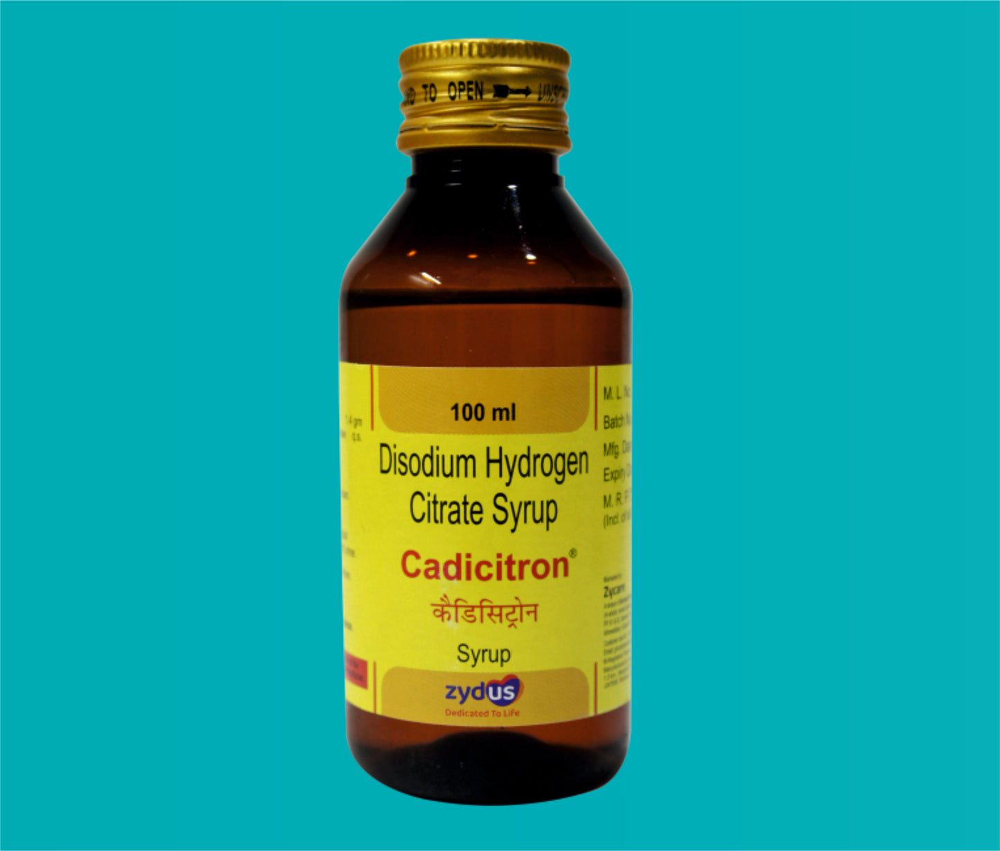 Cadicitron Syp. (100 ml) Disodium Hydrogen Citrate 1.40 mg by Zydus