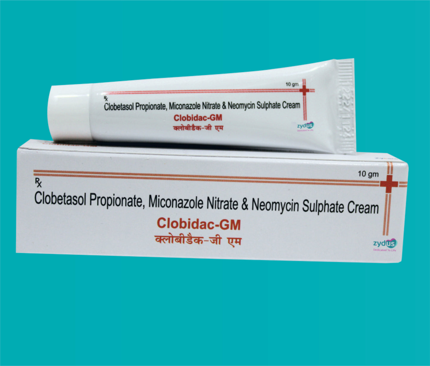 Clobidac -GM Cream (10 gm
( 25 Units in a Box) ) Clobetasol Propionate 0.05% + Miconazole 2% + Neomycin 0.05% + Chlorocresol 0.1% by Zydus