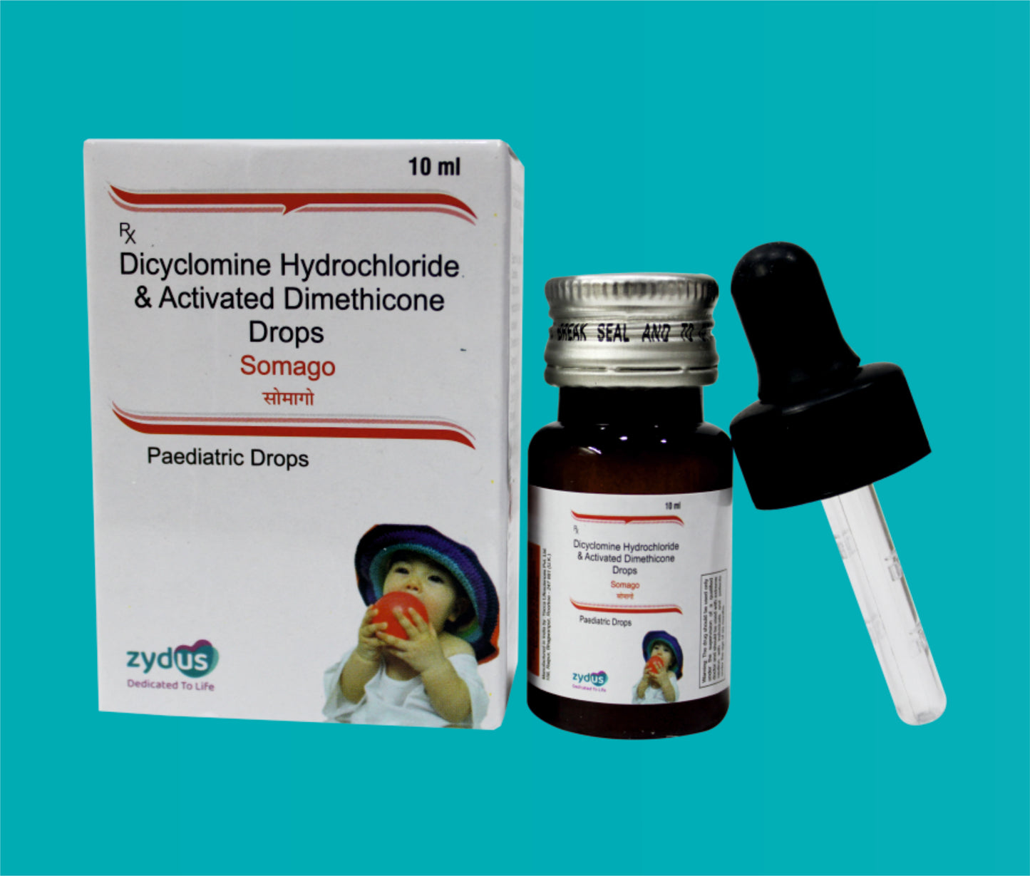 Somago (Paediatric Drops) (10 ml) Dicyclomine 10 mg + Dimethicone 40 mg by Zydus