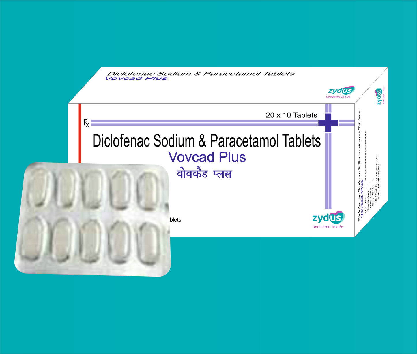 Vovcad Plus tab (10X2X10) Diclofenac 50 mg + Paracetamol 325 mg by Zydus