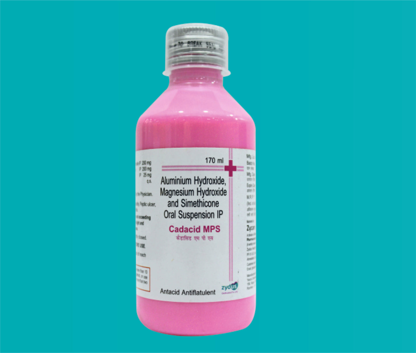 Cadacid MPS (170 ml.) Activated Dimethicone 50 mg + Magnesium Hydroxide 250 mg + Aluminium Hydroxide 250 mg by Zydus