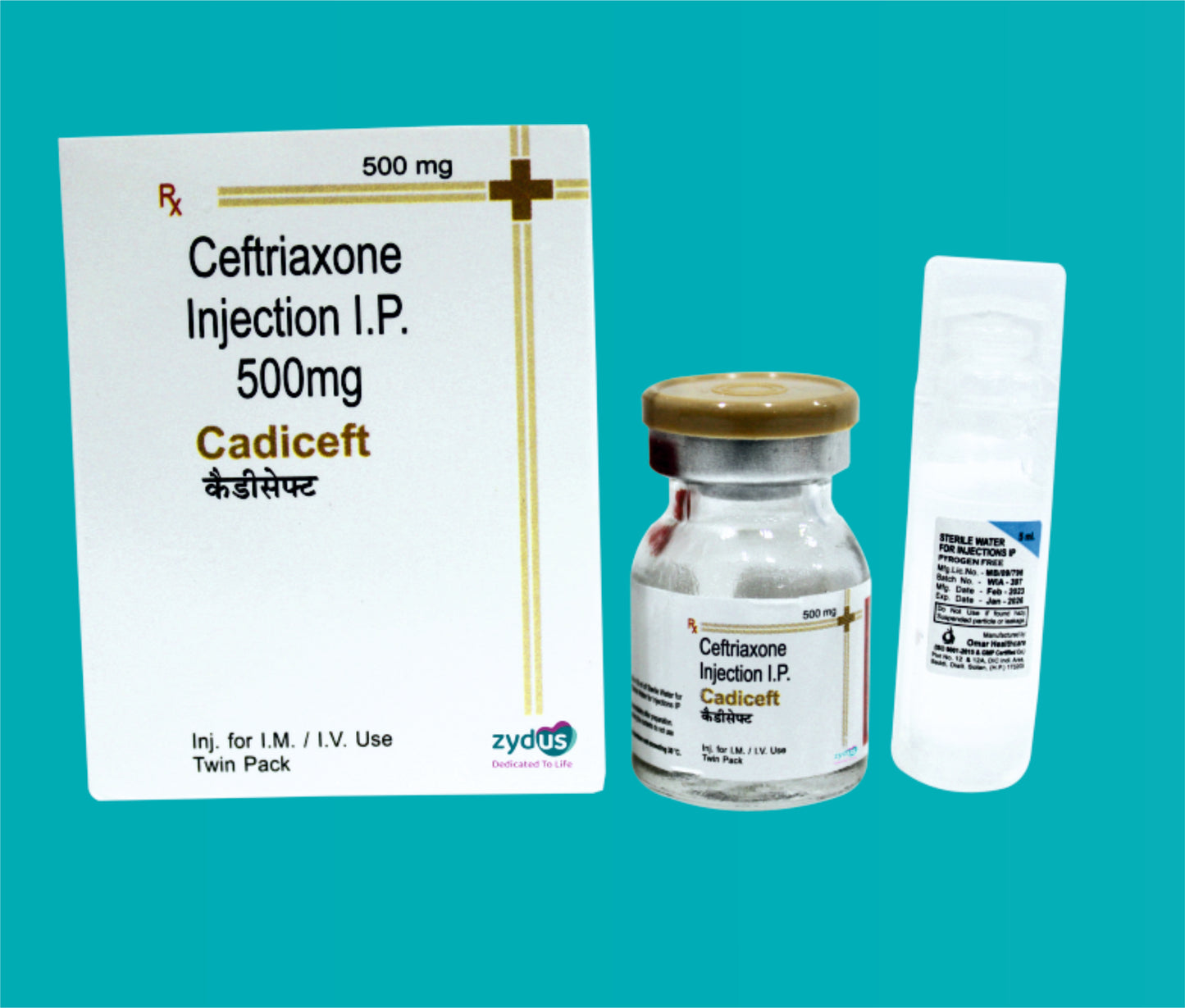 Cadiceft 500 Inj. (Vial) Ceftriaxone 500 mg by Zydus
