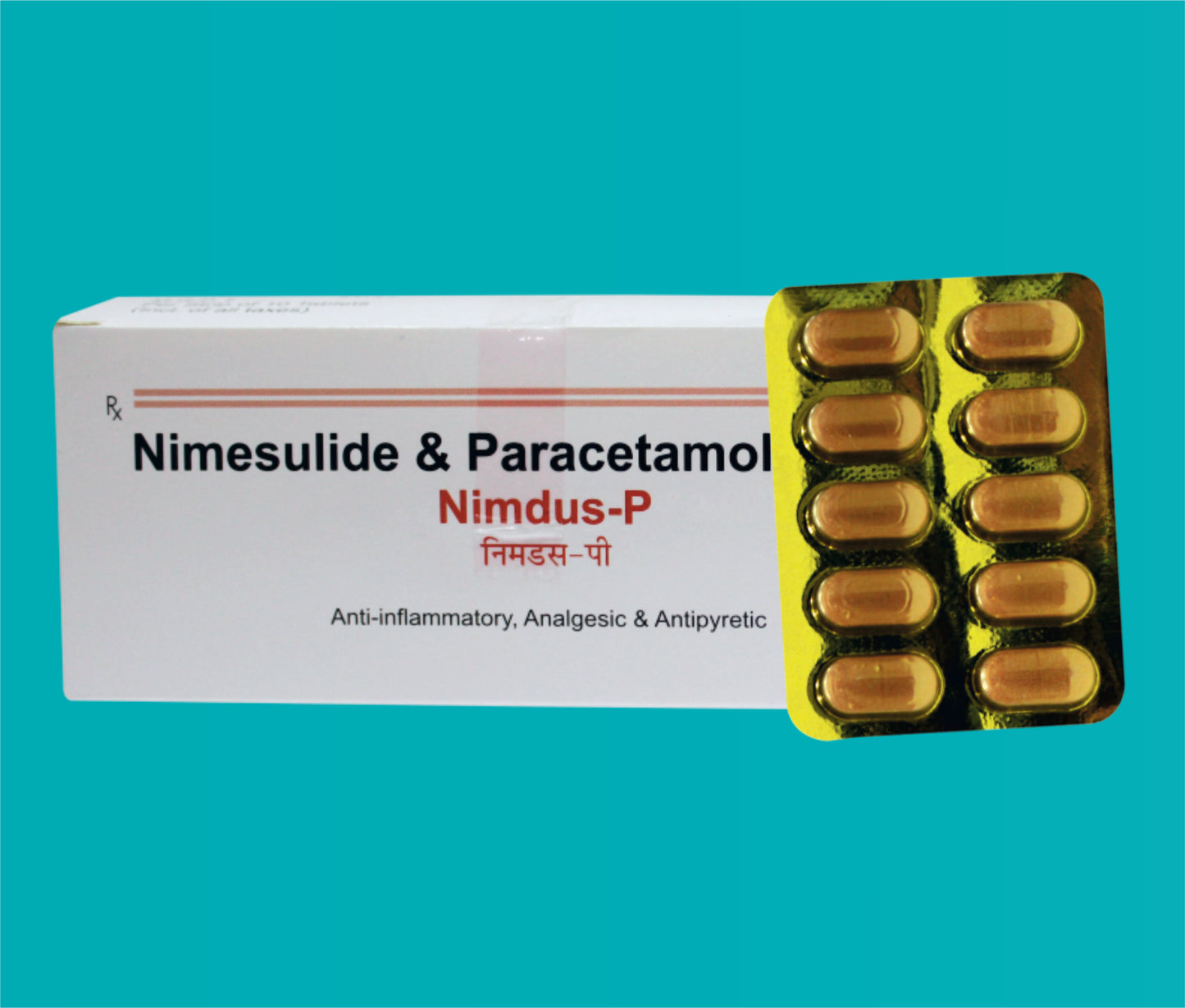 Nimdus-P Tab (Yellow)
Blister Pack (20 X 10) Nimesulide 100 mg + Paracetamol 325 mg by Zydus