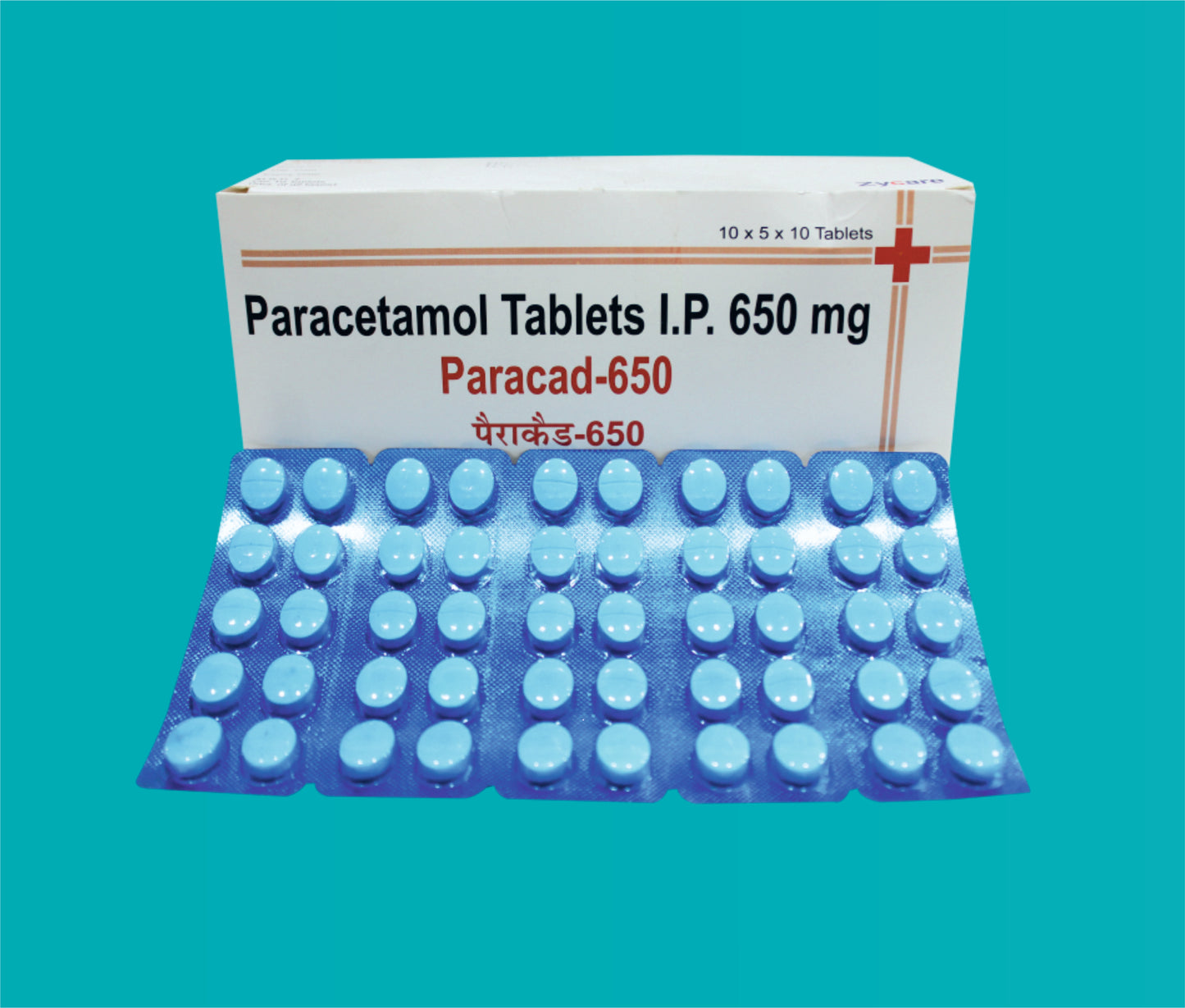 Paracad 650 Tab (50 x 10) Paracetamol 650 mg by Zydus
