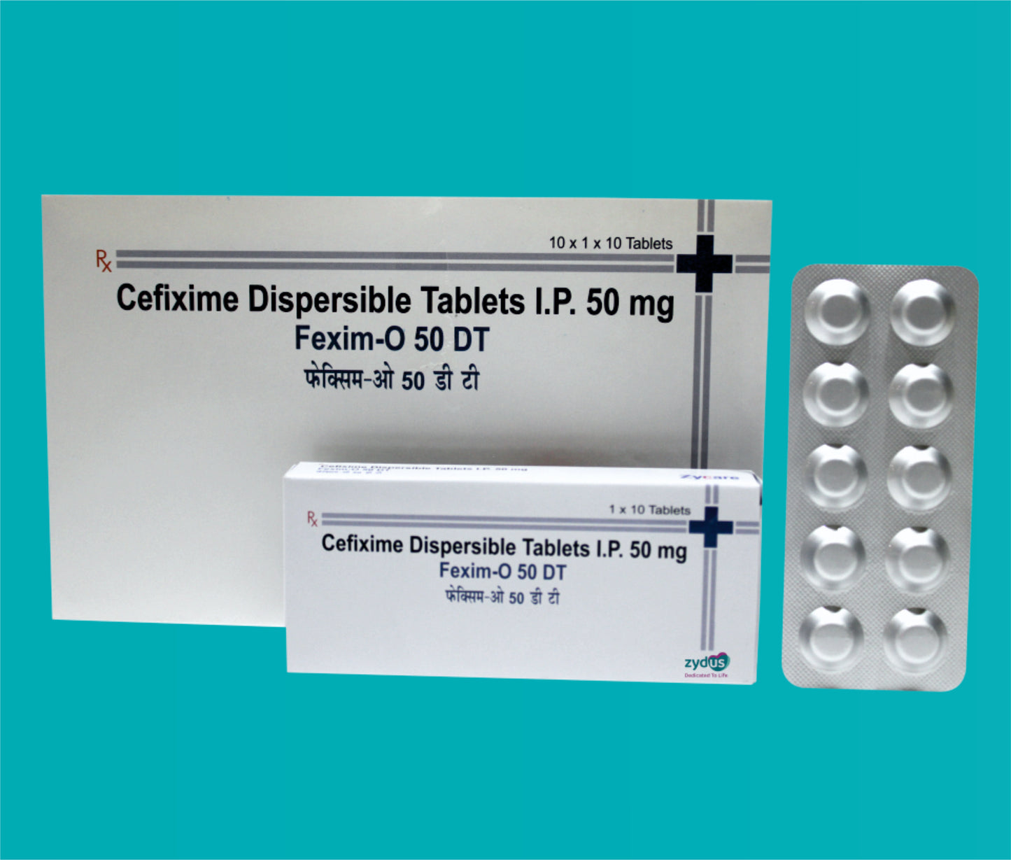 Fexim -O 50 DT (Alu- Alu) (10 x 1 x10) Cefixime 50 mg by Zydus