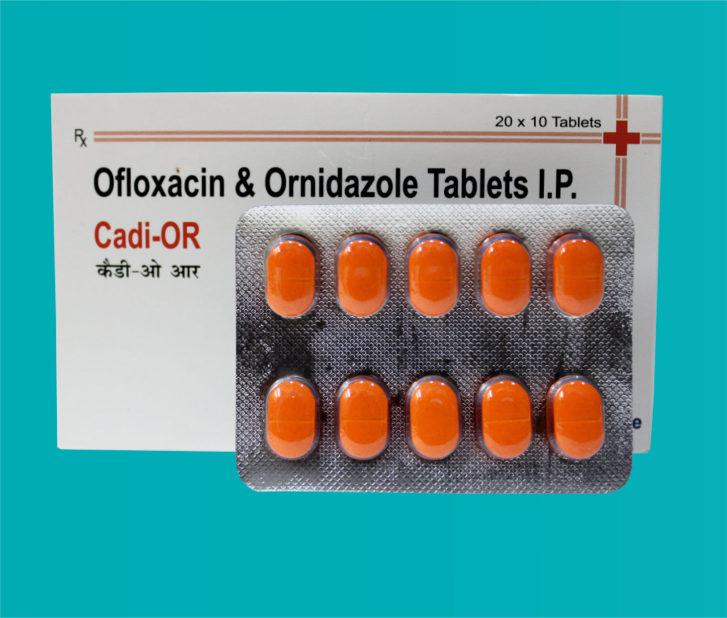 Cadi OR Tab (20 X 10) Ofloxacin 200 mg + Ornidazole 500 mg by Zydus